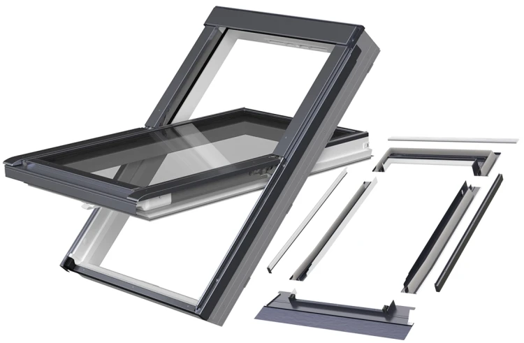 Okno dachowe PVC FAKRO PTP-V U41 + kołnierz EZV-AX00