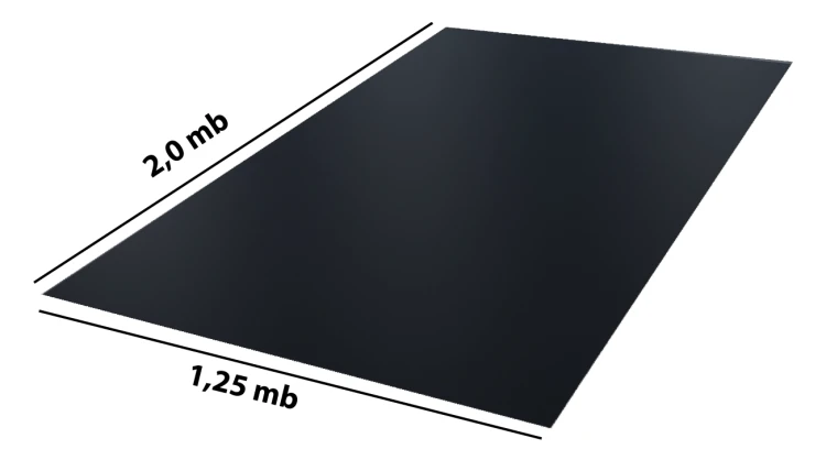 Blacha płaska BudMat SafeMat RAL 9005 foliowana 1,25x 2 mb