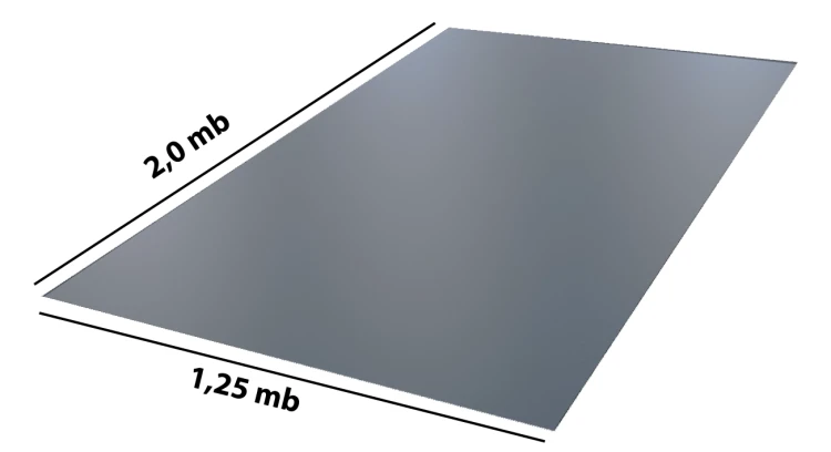 Blacha płaska BudMat SafeMat RAL 7024 foliowana 1,25x 2 mb