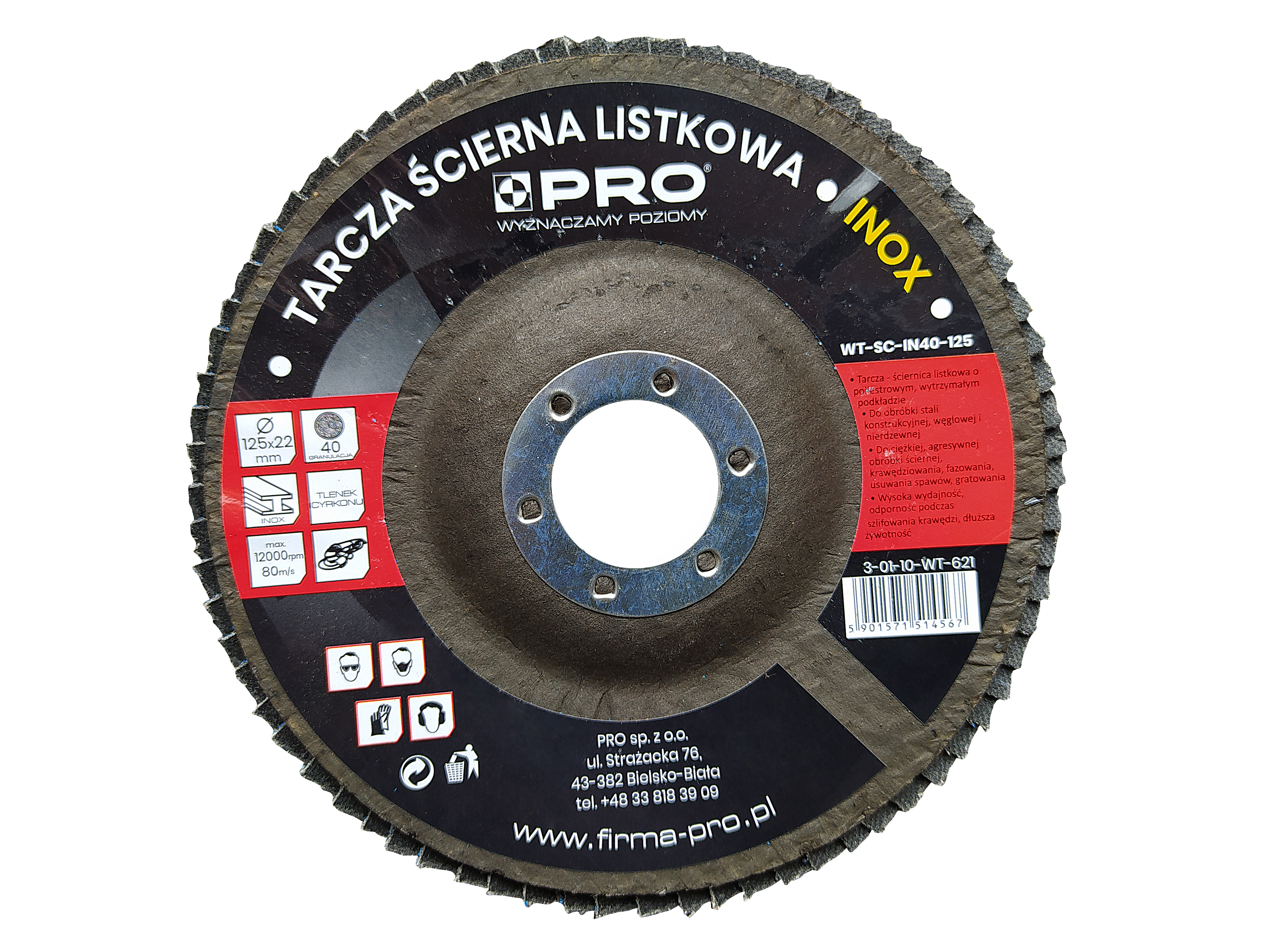 5901571514567_PRO-WT621 TARCZA ŚCIERNA LISTKOWA INOX GRAN. 40 x125MM     WT-SC-IN40-125_1.png